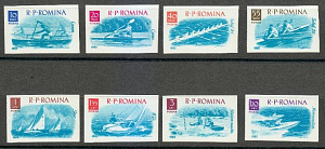 Румыния, 1962, Водные Виды Спорта, Гребля, 8 марок без.зубц.